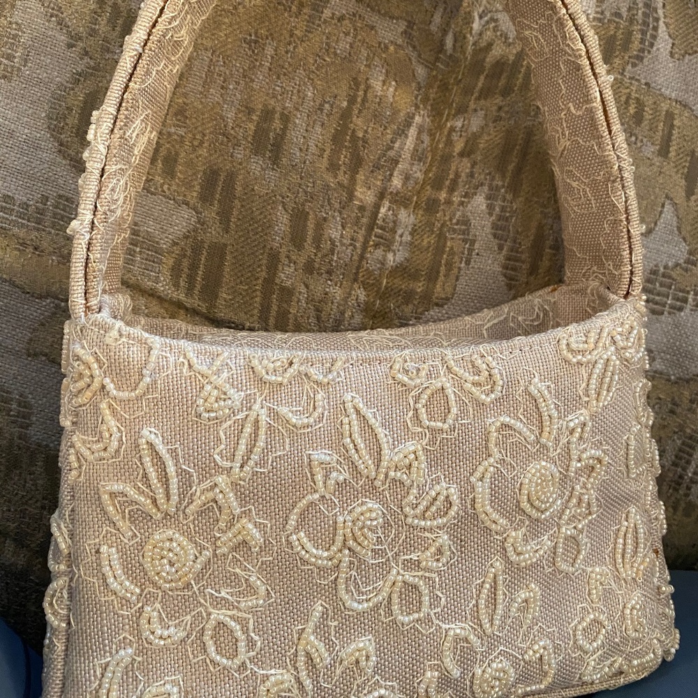 vintage evening bag with embroidered flowers
